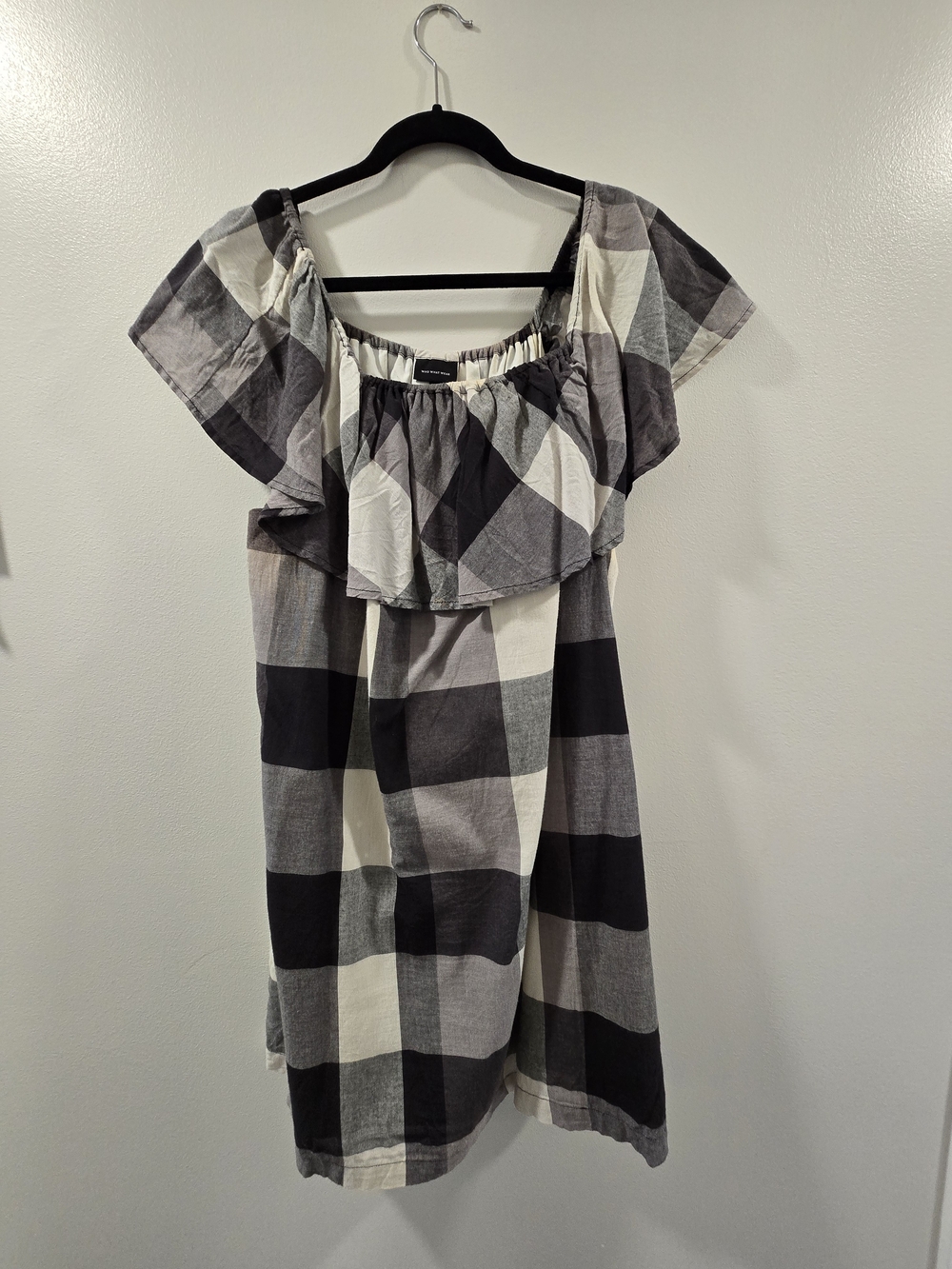 Who What Wear Black & White Buffalo Check Mini Dress - Picture 1 of 3